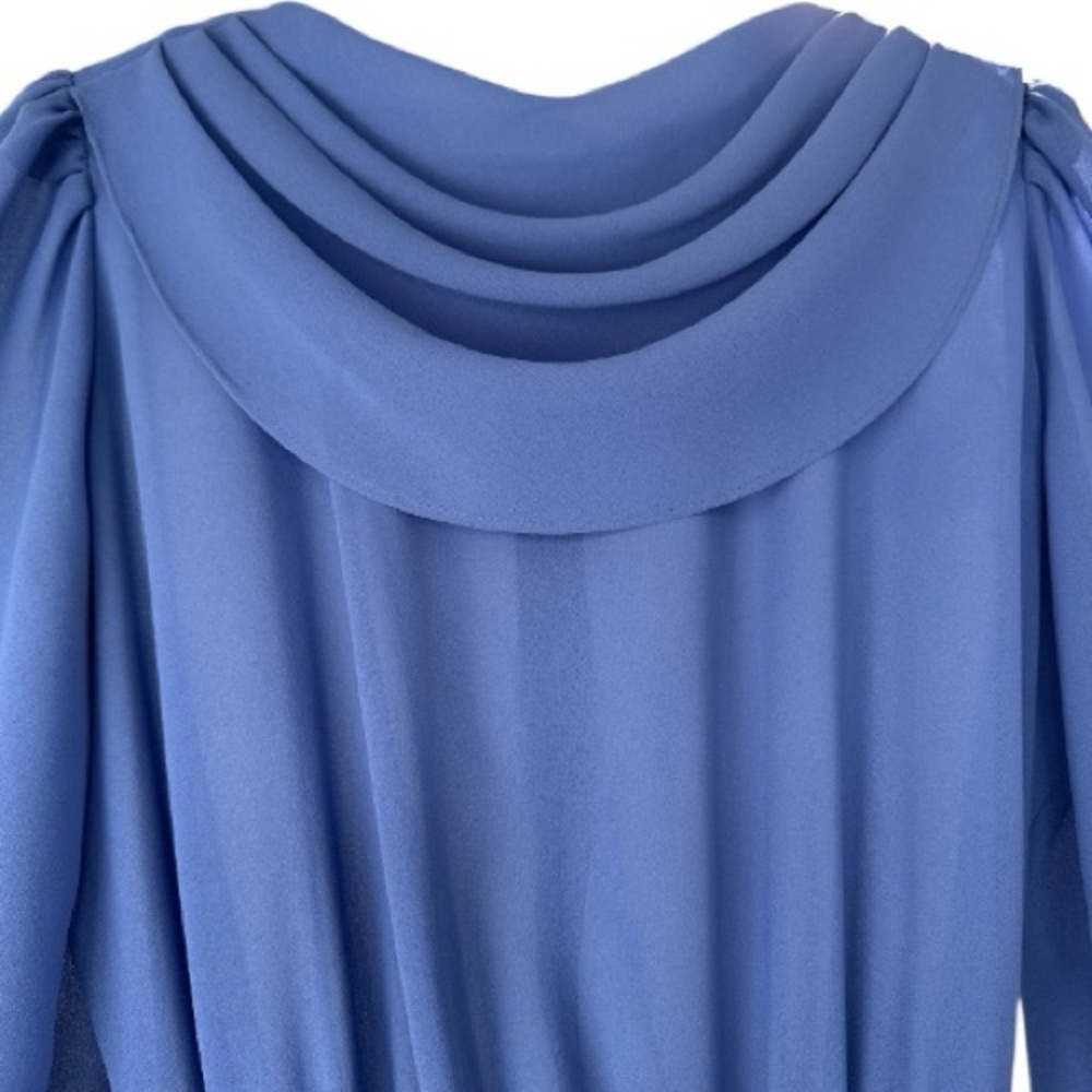 Johnny Appleseed's Sheer Scalloped Neckline Long Sleeve Periwinkle Dress Size 14 - Picture 5 of 9